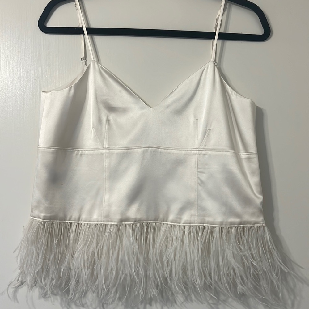 Cinq a Sept white feather cropped top